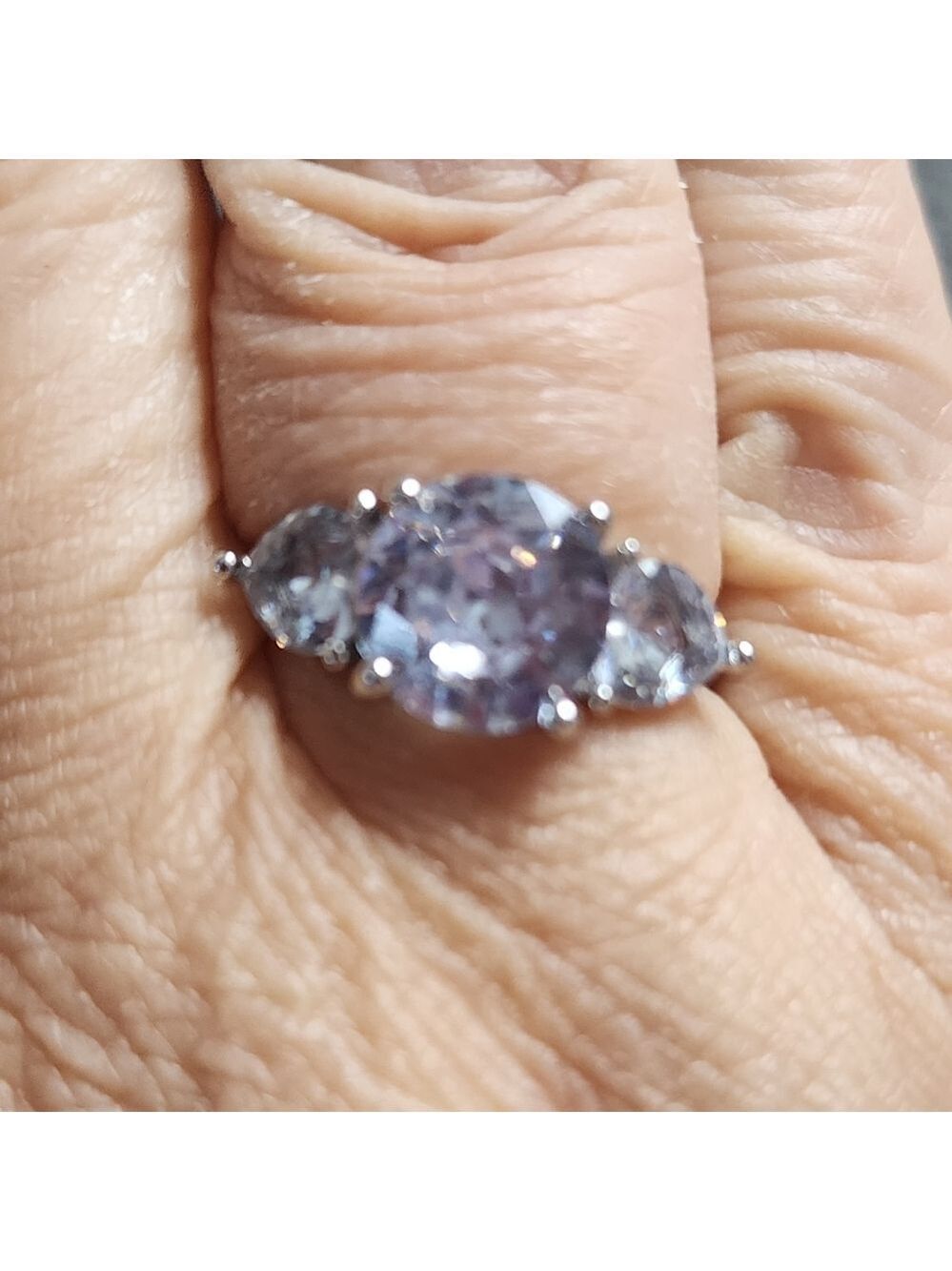 Silvertone and Ice Blue Gemstone Ring